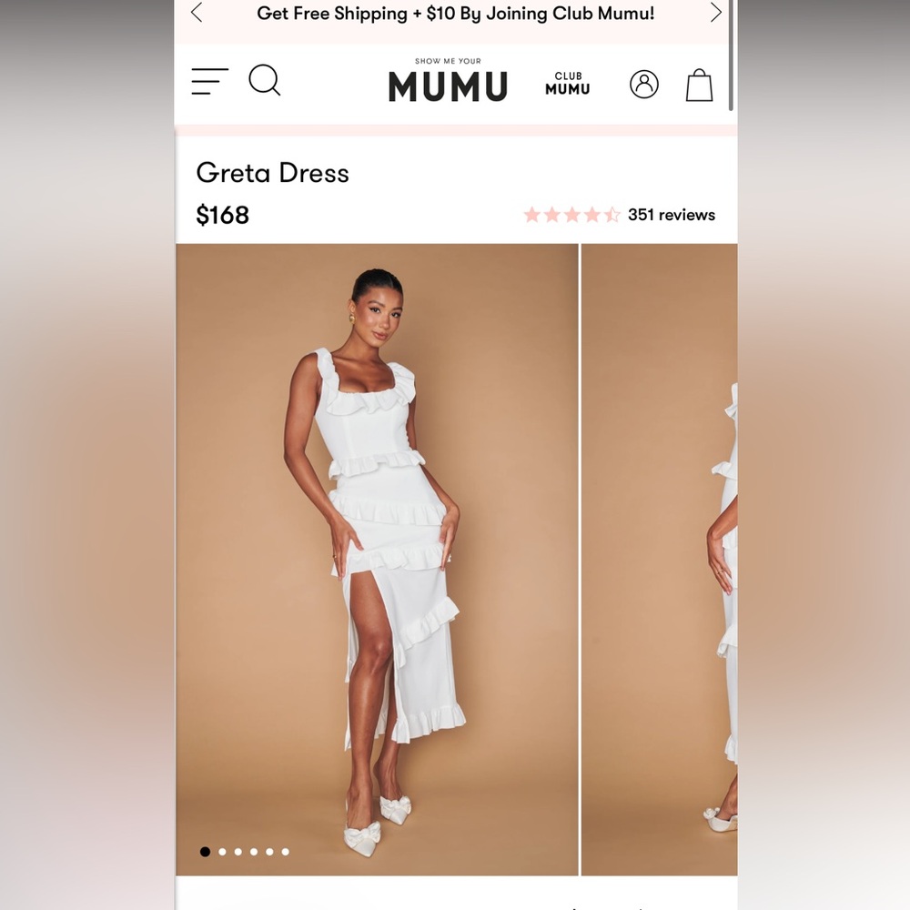 Show me your mumu Greta white midi dress. Perfect condition. Dry cleaned